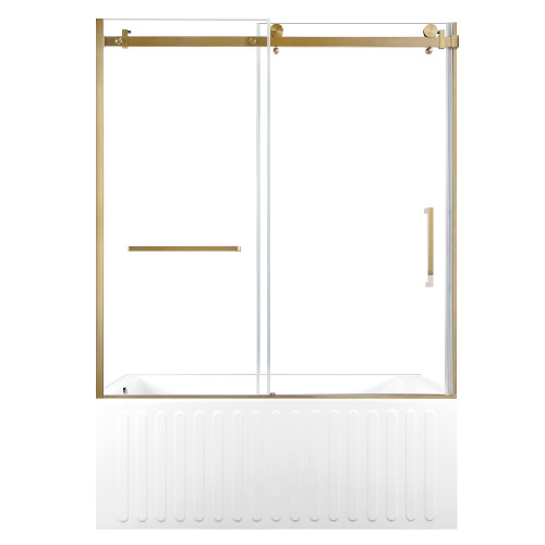 Kingston Brass 60" Acrylic Rectangular 3-Wall Alcove Tub Combo with Tub Door (Left Hand Drain), White/Brushed Brass - KVTDE603121L7