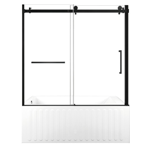 Kingston Brass 60" Acrylic Rectangular 3-Wall Alcove Tub Combo with Tub Door (Left Hand Drain), White/Matte Black - KVTDE603121L0
