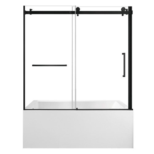 Kingston Brass 60" Acrylic Rectangular 3-Wall Alcove Tub Combo with Tub Door (Left Hand Drain), White/Matte Black - KVTAP603622L0