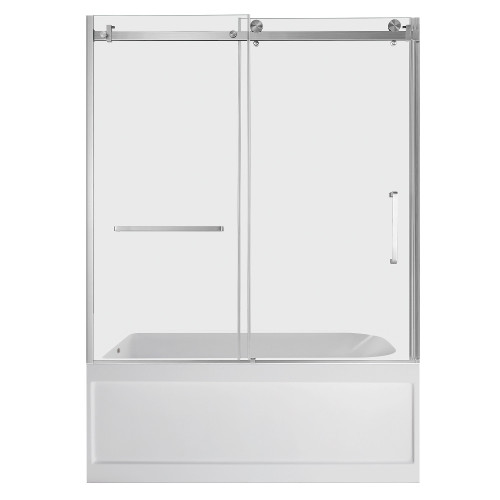 Kingston Brass 60" Acrylic Rectangular 3-Wall Anti-Skid Alcove Tub Combo with Tub Door (Left Hand Drain), White/Brushed Nickel - KVTAP6032L21A8
