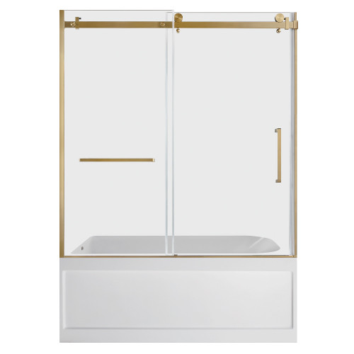 Kingston Brass 60" Acrylic Rectangular 3-Wall Anti-Skid Alcove Tub Combo with Tub Door (Left Hand Drain), White/Brushed Brass - KVTAP6032L21A7
