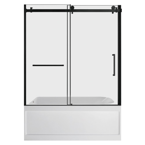 Kingston Brass 60" Acrylic Rectangular 3-Wall Anti-Skid Alcove Tub Combo with Tub Door (Left Hand Drain), White/Matte Black - KVTAP6032L21A0