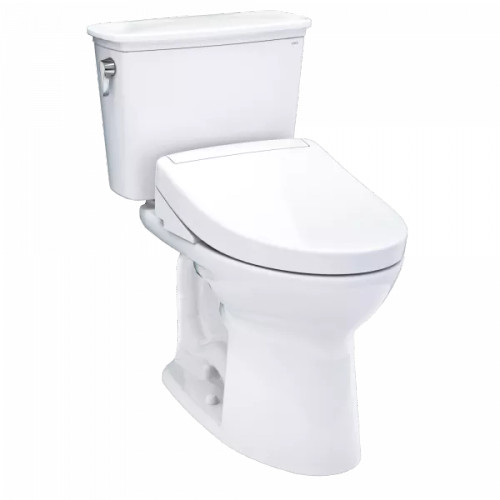 TOTO® Drake® Transitional WASHLET®+ Two-Piece Elongated 1.28 GPF Universal Height TORNADO FLUSH® Toilet with S5 Bidet Seat, Cotton White - MW7863446CEFG#01