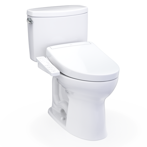 TOTO® WASHLET+®  Drake® II Two-Piece Elongated 1.28 GPF Toilet and WASHLET+® S2 Bidet Seat, Cotton White - MW4543346CEFG#01