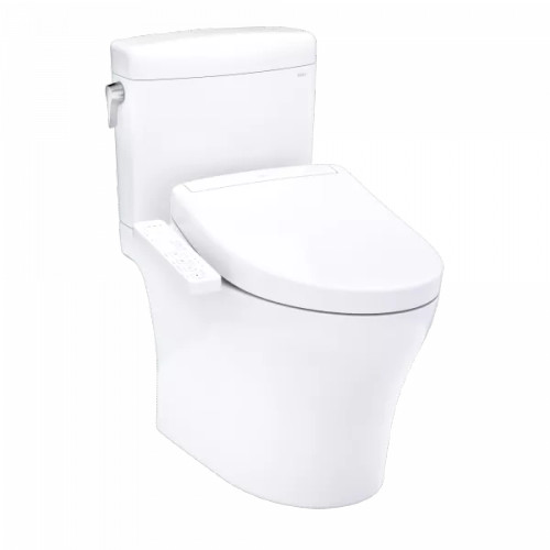 TOTO® WASHLET®+ Aquia IV® Cube Two-Piece Elongated Dual Flush 1.28 and 0.9 GPF Toilet with S2 Bidet Seat, Cotton White - MW4363346CEMFGN#01