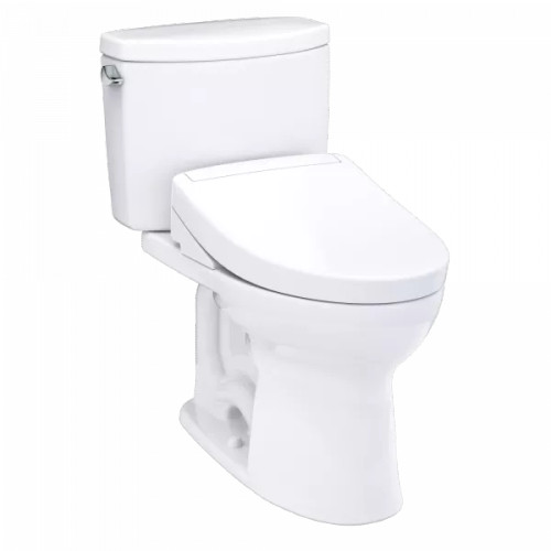 TOTO® WASHLET+® Drake® II 1G® Two-Piece Elongated 1.0 GPF Toilet and WASHLET+® S5 Bidet Seat, Cotton White - MW4543446CUFG#01