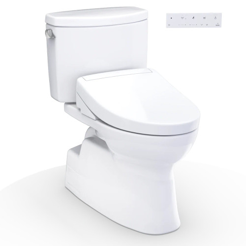 TOTO® WASHLET+® Vespin® II Two-Piece Elongated 1.28 GPF Toilet and WASHLET+® S5 Bidet Seat, Cotton White - MW4743446CEFG#01