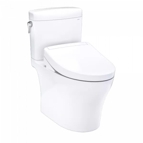 TOTO® WASHLET®+ Aquia IV® Cube Two-Piece Elongated Dual Flush 1.28 and 0.9 GPF Toilet with S5 Bidet Seat, Cotton White - MW4363446CEMFGN#01