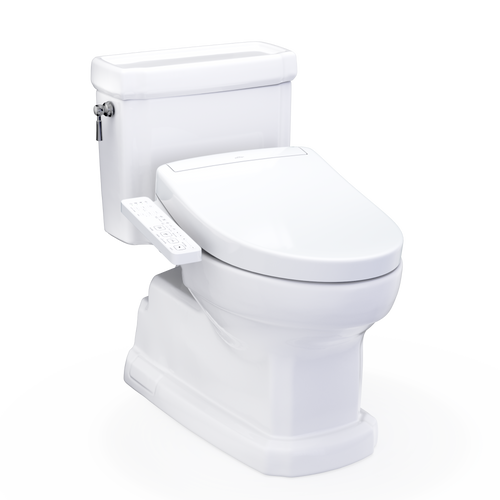 TOTO® WASHLET®+ Eco Guinevere® Elongated 1.28 GPF Universal Height Toilet with S2 Bidet Seat, Cotton White - MW9743346CEFG#01