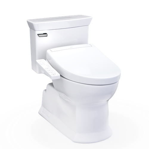 TOTO® WASHLET®+ Soirée® Elongated 1.28 GPF Universal Height Toilet with S2 Bidet Seat, Cotton White - MW9643346CEFG#01