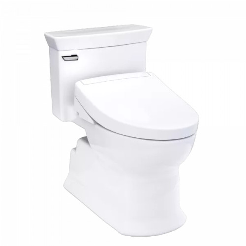 TOTO® WASHLET®+ Soirée® Elongated 1.28 GPF Universal Height Toilet with S5 Bidet Seat, Cotton White - MW9643446CEFG#01