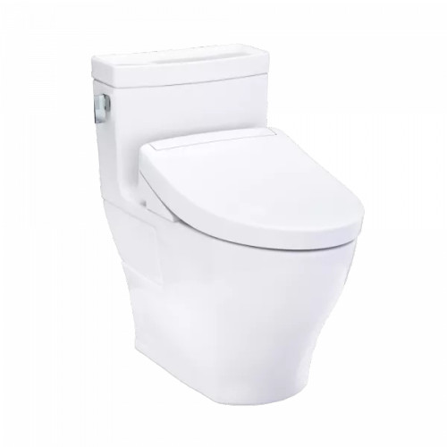 TOTO® WASHLET+® Legato One-Piece Elongated 1.28 GPF Toilet and WASHLET S5 Bidet Seat, Cotton White - MW6243446CEFG#01