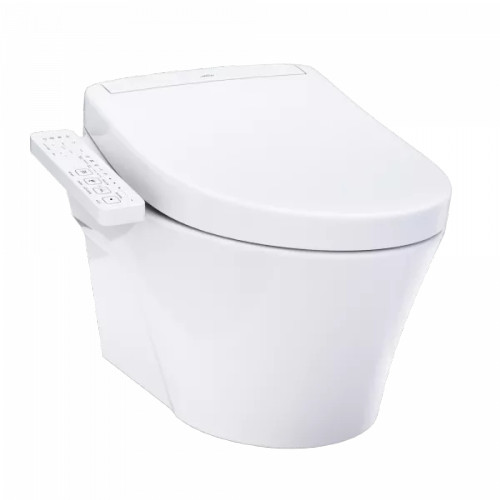 TOTO® WASHLET®+ AP Wall-Hung Elongated Toilet and WASHLET S2 and DuoFit® In-Wall 0.9 and 1.28 GPF Dual-Flush Tank System, Matte Silver - CWT4263346CMFG#MS