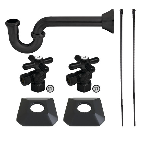 Kingston Brass Trapeze Modern Plumbing Sink Trim Kit with P-Trap, Matte Black -  KPK130P0