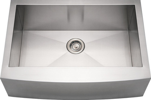 Whitehaus WHNCMAP3021 30" Noah Commercial Single Bowl Apron Kitchen Sink with Arched Front - Brushed Stainless Steel