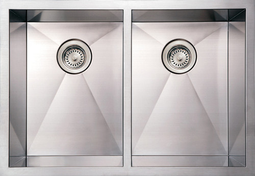 Whitehaus WHNCM2920EQ 29" Noah Commercial Double Bowl Undermount Kitchen Sink - Brushed Stainless Steel