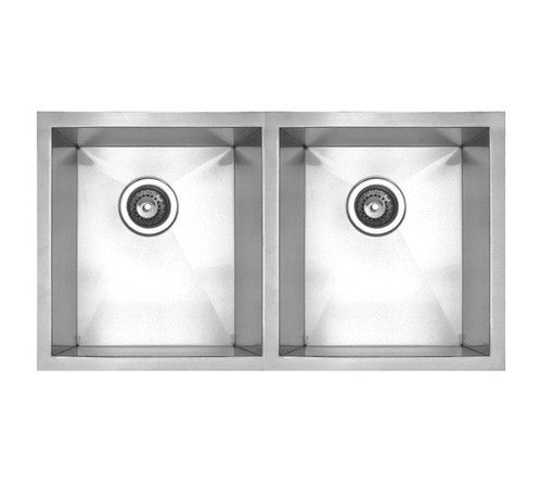 Whitehaus WHNC2917 29" Noah's Collection Chefhaus Double Bowl Undermount Kitchen Sink - Brushed Stainless Steel