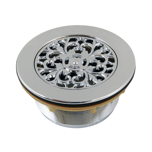 Kingston Brass Watercourse 4-1/4" Brass Round Grid Shower Base Drain with Flange, Polished Chrome - BSFT4131
