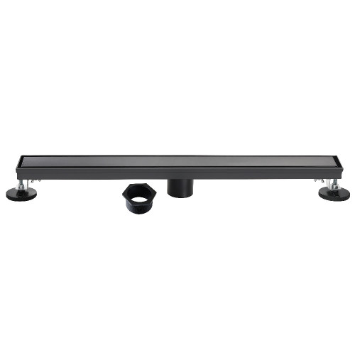 Kingston Brass Watercourse 48" Stainless Steel Linear Shower Drain with Reversible Tile Insert and Flat Grate, Matte Black - BSF4820