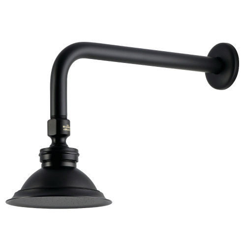 Kingston Brass Victorian 4-13/16" Round Raindrop Brass Shower Head with 12" Shower Arm, Matte Black - P10MBCK