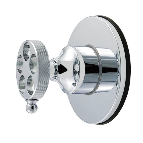 Kingston Brass Wendell Single-Handle Six-Way Diverter Valve with Knurled Handle and Round Trim Kit, Polished Chrome - KS4031RKZ