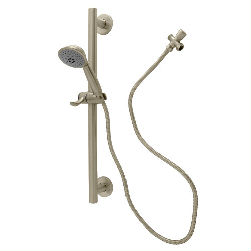 Kingston Brass Made to Match Shower System with 24" Slide/Grab Bar and Hand Shower, Brushed Nickel - KAK2528D