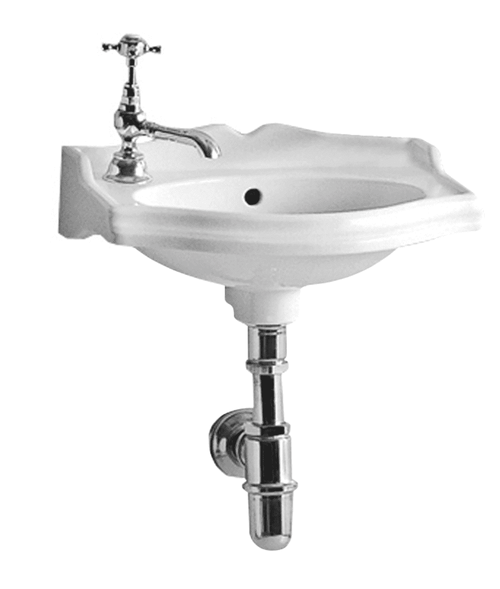 Whitehaus AR035L-C 14 3/4" Isabella Small Wall Mount Sink - Oval Bowl with Overflow - White - Single Faucet Hole On Left Side