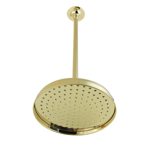 Kingston Brass Trimscape 10" Round Raindrop Brass Shower Head with 17" Ceiling Mounted Shower Arm, Polished Brass - K225K22