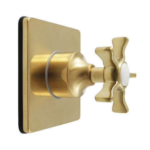 Kingston Brass Hamilton Single-Handle Three-Way Diverter Valve with Square Trim Kit, Brushed Brass - KS3047NX