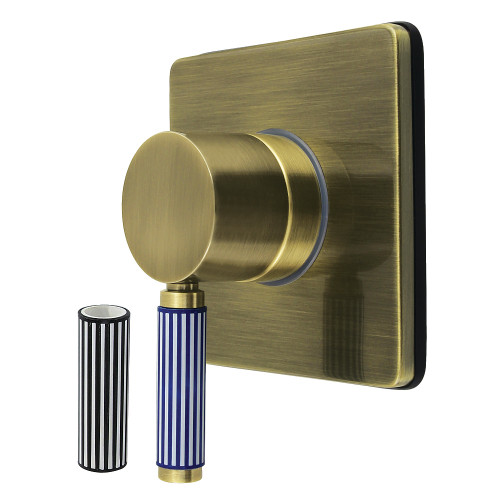 Kingston Brass Verona Single-Handle Six-Way Diverter Valve with Square Trim Kit, Antique Brass - KS4043KPS