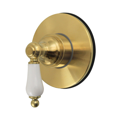 Kingston Brass Restoration Single-Handle Six-Way Diverter Valve with Round Trim Kit, Brushed Brass - KS4037PL