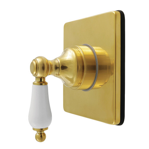 Kingston Brass Restoration Single-Handle Six-Way Diverter Valve with Square Trim Kit, Brushed Brass - KS4047PL