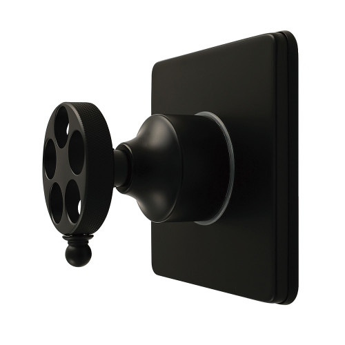 Kingston Brass Wendell Single-Handle Six-Way Diverter Valve with Knurled Handle and Square Trim Kit, Matte Black - KS4040RKZ