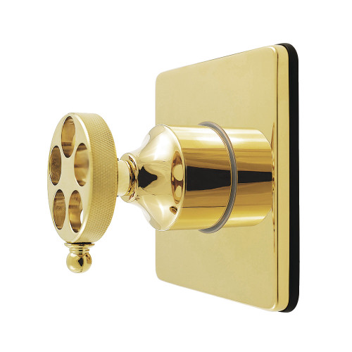 Kingston Brass Wendell Single-Handle Six-Way Diverter Valve with Knurled Handle and Square Trim Kit, Polished Brass - KS4042RKZ
