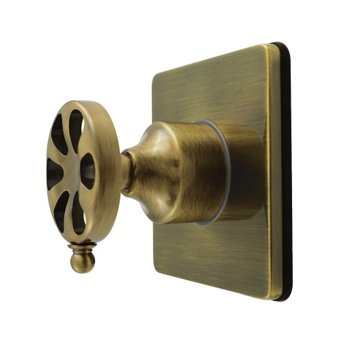 Kingston Brass Belknap Single-Handle Six-Way Diverter Valve with Square Trim Kit, Antique Brass - KS4043RX