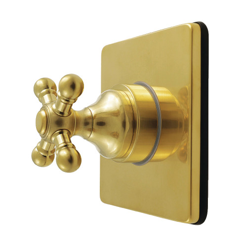Kingston Brass Metropolitan Single-Handle Six-Way Diverter Valve with Square Trim Kit, Brushed Brass - KS4047BX