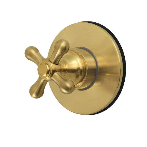 Kingston Brass Restoration Single-Handle Six-Way Diverter Valve with Round Trim Kit, Brushed Brass - KS4037AX