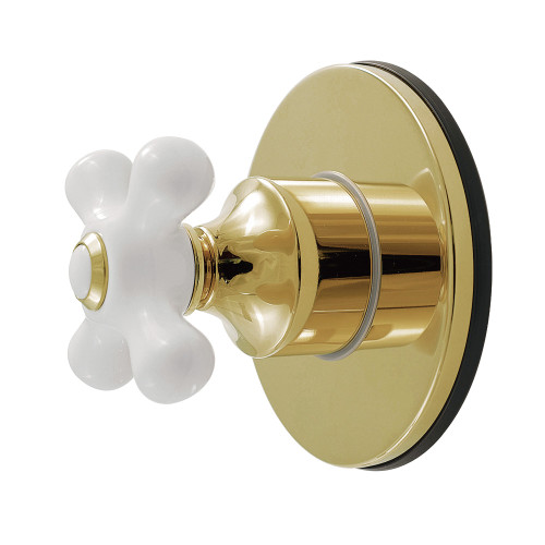 Kingston Brass Restoration Single-Handle Six-Way Diverter Valve with Round Trim Kit, Polished Brass - KS4032PX
