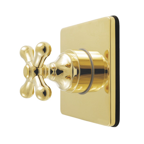 Kingston Brass Restoration Single-Handle Six-Way Diverter Valve with Square Trim Kit, Polished Brass - KS4042AX