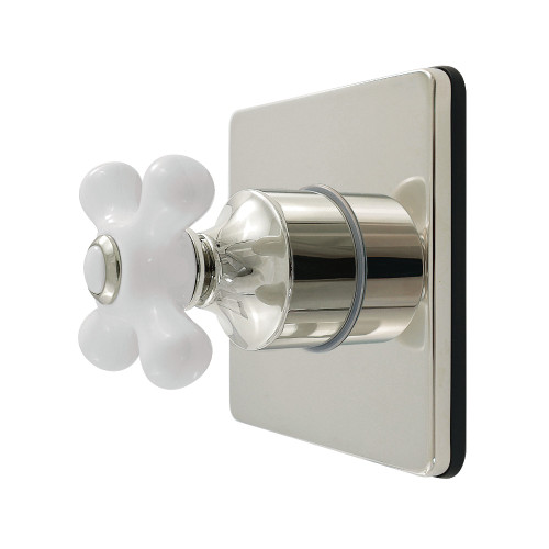 Kingston Brass Restoration Single-Handle Six-Way Diverter Valve with Square Trim Kit, Polished Nickel - KS4046PX