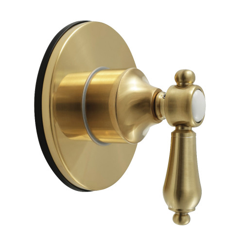 Kingston Brass Heirloom Single-Handle Six-Way Diverter Valve with Round Trim Kit, Brushed Brass - KS4037BAL