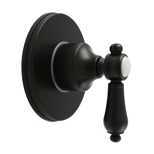 Kingston Brass Heirloom Single-Handle Six-Way Diverter Valve with Round Trim Kit, Matte Black - KS4030BAL