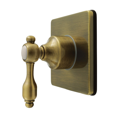 Kingston Brass Tudor Single-Handle Six-Way Diverter Valve with Square Trim Kit, Antique Brass - KS4043TAL