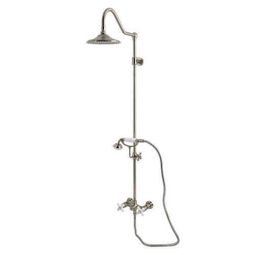 Kingston Brass Kingston Wall Mount Rain Drop Shower System with Hand Shower, Brushed Nickel - CCK3668PX