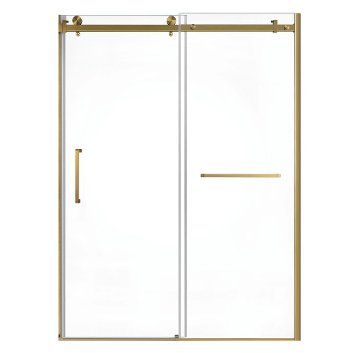 Kingston Brass Prato 60" L x 76" H Left Handed Shower Door, Brushed Brass - SSD60768KL7