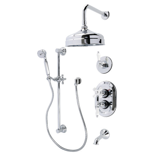 Kingston Brass Restoration Thermostatic Tub and Shower Faucet with Handshower, Polished Chrome - KSK36310PL