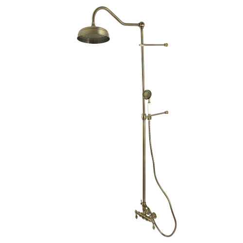 Kingston Brass Vintage Tub Wall Mount Rain Drop Shower System with Hand Shower, Antique Brass - CCK6173