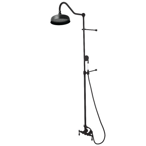 Kingston Brass Vintage Tub Wall Mount Rain Drop Shower System with Hand Shower, Matte Black - CCK6170