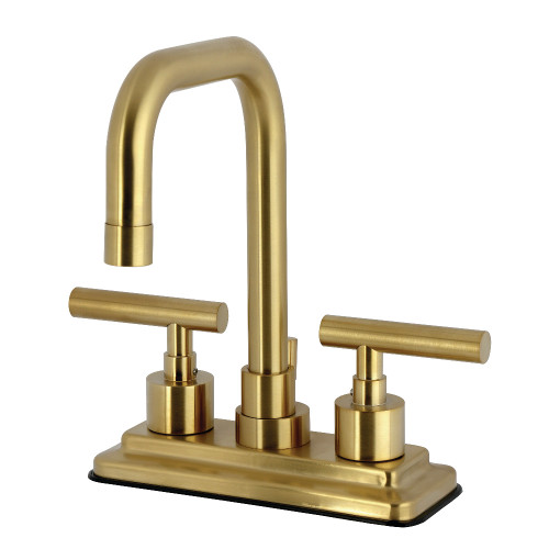 Kingston Brass Manhattan Double-Handle 4" Centerset Bathroom Faucet with Brass Pop-Up, Brushed Brass - KS6647CML