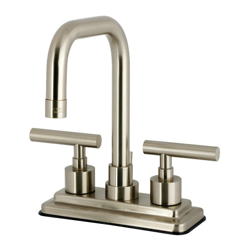 Kingston Brass Manhattan Double-Handle 4" Centerset Bathroom Faucet with Brass Pop-Up, Brushed Nickel - KS6648CML